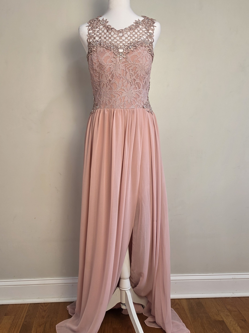 City Studio Dusty Rose Lace Bodice Chiffon Prom Gown
